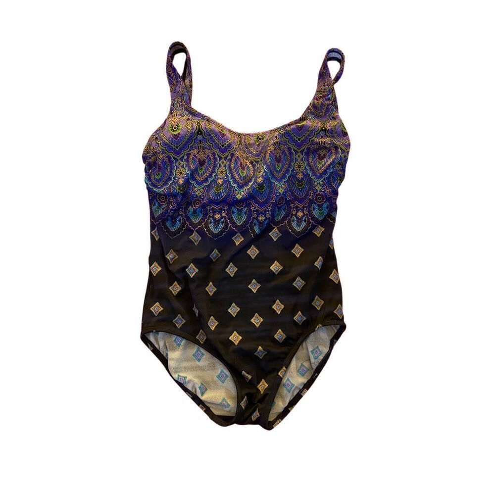 Cole of California vintage, floral, print gold accents, swimsuit, size 10